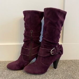 Bakers Faux Suede Purple Boots, Size 8